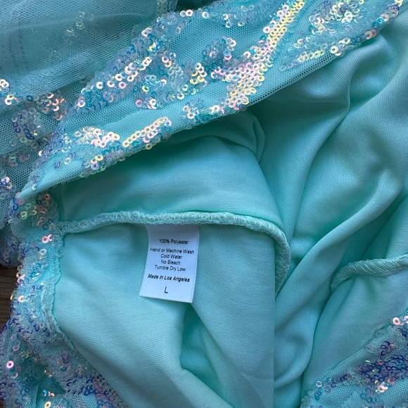 Lucy In The Sky Elly Flare Sleeve Sequin Homecoming Dress in Turquoise L - Picture 9 of 11
